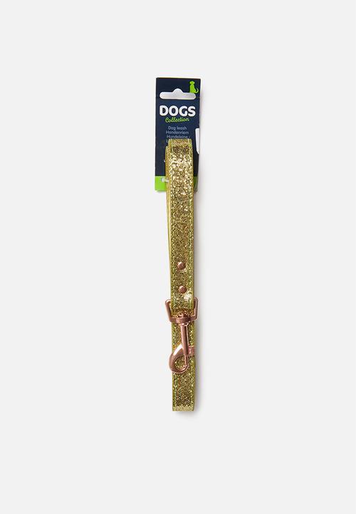 Pet Collection - Pu dog leash - gold glitter