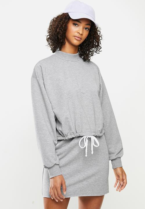 Blake - Cropped drawstring sweater - grey 