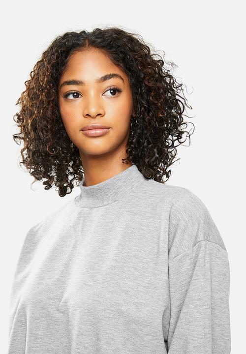 Blake - Cropped drawstring sweater - grey 