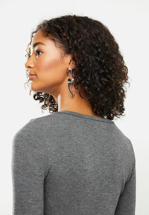 Blake - Soft touch wrap crop top - charcoal 