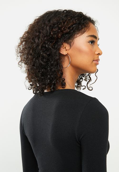 Blake - Soft touch wrap crop top - black