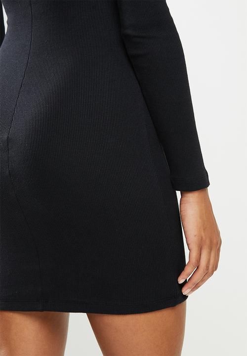 Blake - Shoulder pad Bodycon mini dress  - black