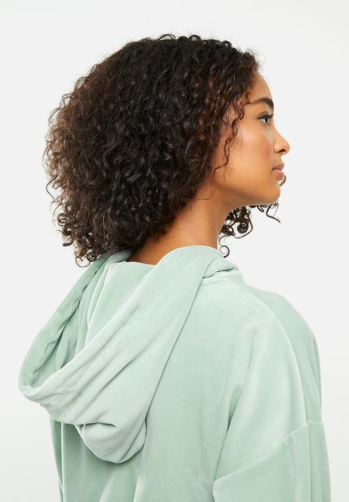 Factorie - Velour cropped hoodie - green