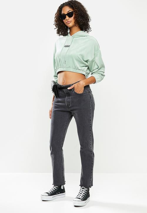 Factorie - Velour cropped hoodie - green