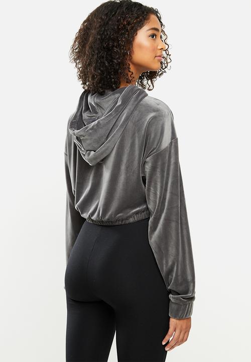 Factorie - Velour cropped hoodie - grey 