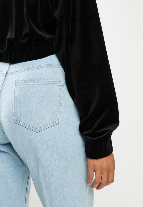 Factorie - Velour cropped hoodie - black