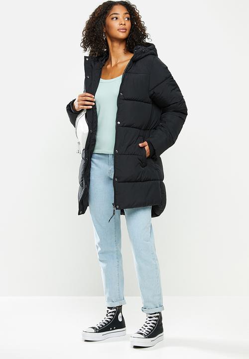 Cotton On - The recycled mother mid length puffer - black