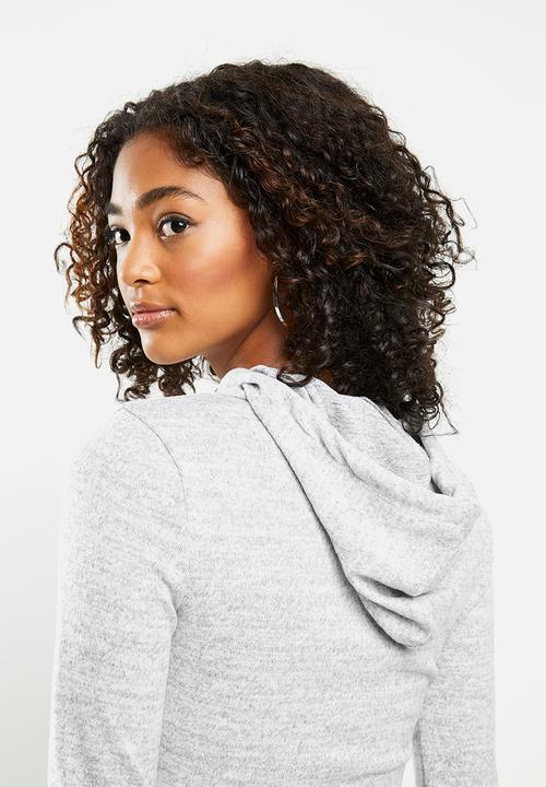 Blake - Soft touch hoodie cropped - grey 