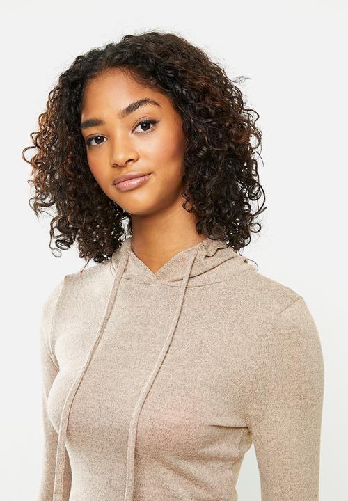 Blake - Soft touch hoodie cropped - oatmeal 