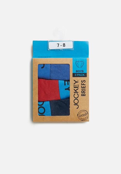 Jockey - Boys 3 pack plain briefs - blue & red 