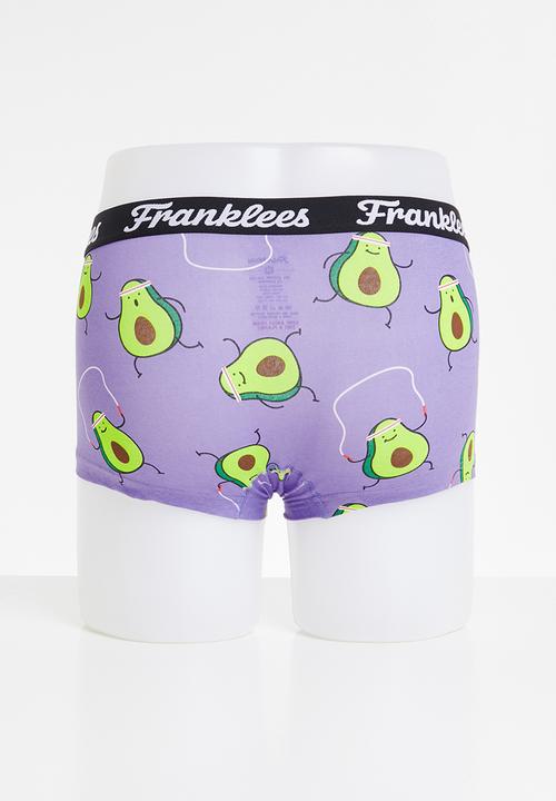 Franklees - Avocardio short leg trunks - purple & green