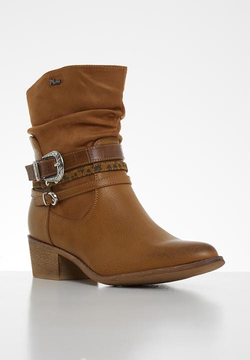 Plum - Genesis western boot - tan