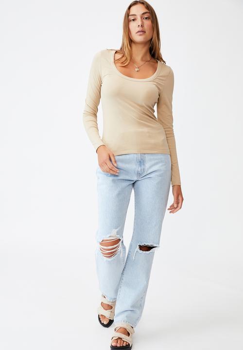 Cotton On - The everyday scooped long sleeve top - taupe