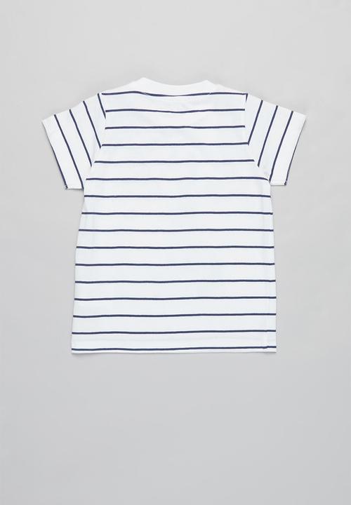 MINOTI - Girls stripe tee & shorts set - white & blue 