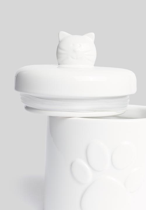 Pet Collection - Cat dia storage jar - white