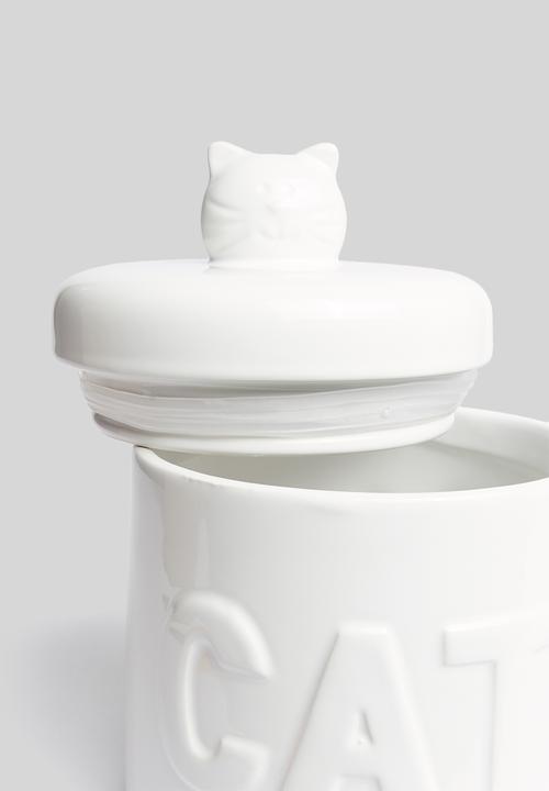 Pet Collection - Cat design storage jar- white