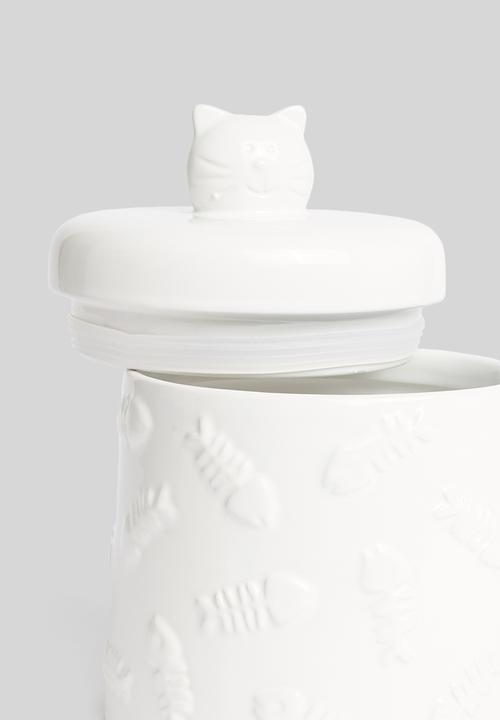 Pet Collection - Cat dolomite storage jar - white
