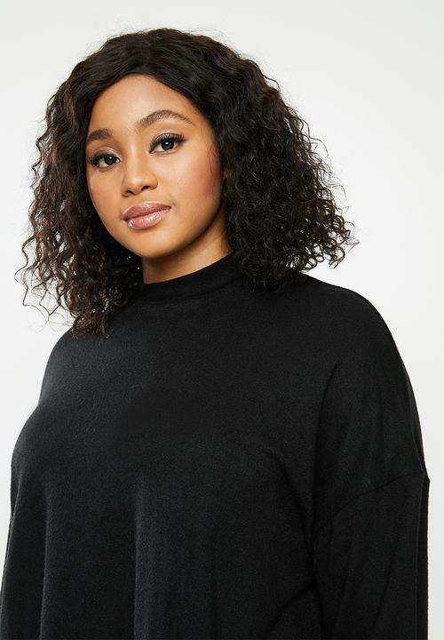 Blake - Soft touch cropped turtleneck top - black