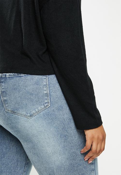 Blake - Soft touch cropped turtleneck top - black