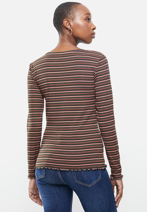 Jacqueline de Yong - Maya long sleeve stripe top - multi