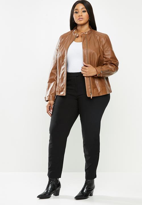 Violeta by Mango - Plus Leather Jacket chelasea - medium brown