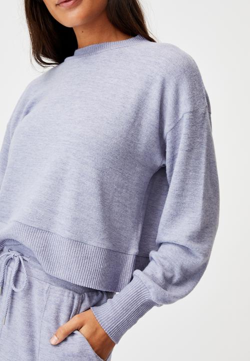 Cotton On - Super soft long sleeve crew - periwinkle marle