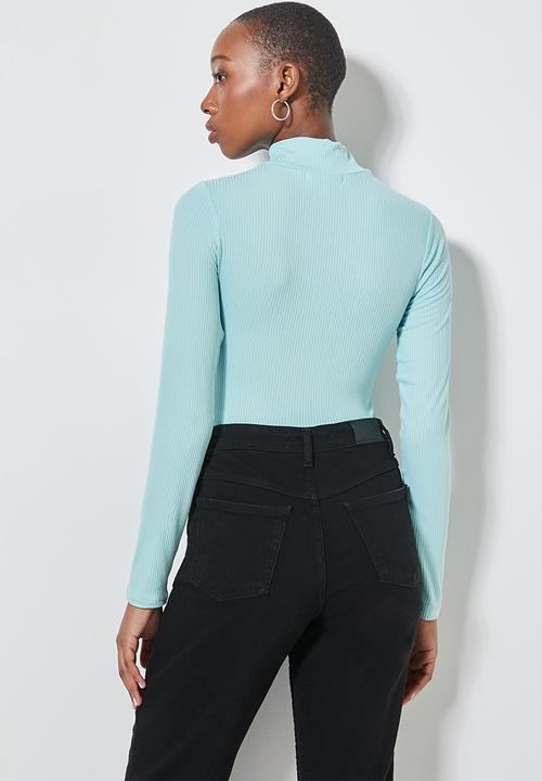 Superbalist - 2 Pack fine rib funnel neck bodysuits - grey & aqua