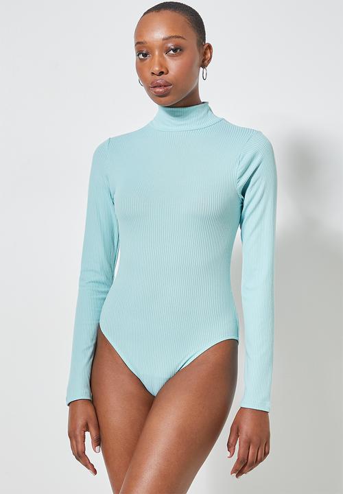 Superbalist - 2 Pack fine rib funnel neck bodysuits - grey & aqua