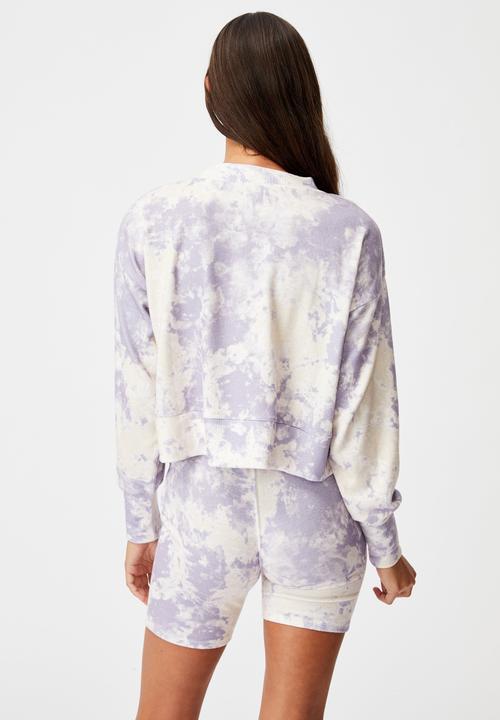 Cotton On - Super soft long sleeve crew - lilac marble tie dye