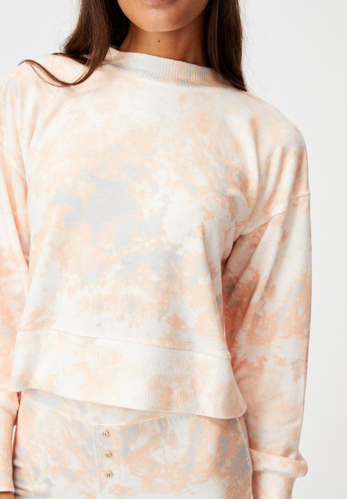 Cotton On - Super soft long sleeve crew - marble tie dye rose