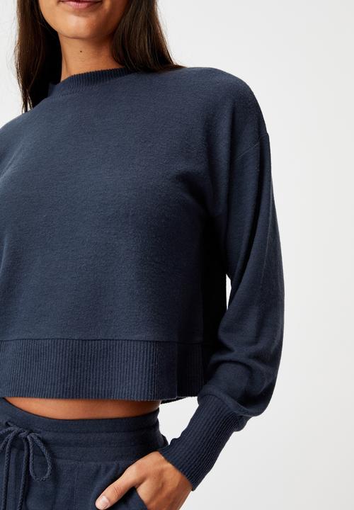 Cotton On - Super soft long sleeve crew - magnet blue