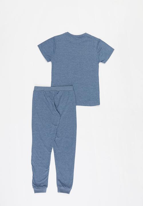 Rebel Republic - Boys short sleeve top & pants pj set - navy