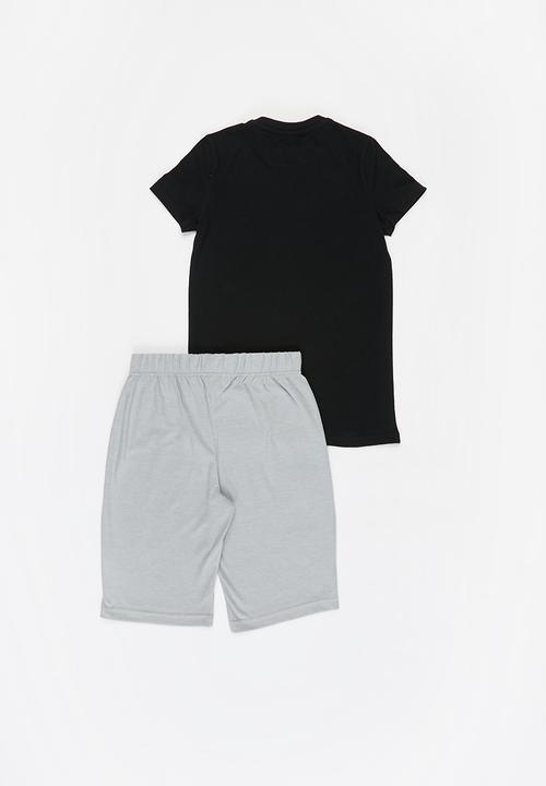 Rebel Republic - Boys tee & shorts pj set - grey & black 