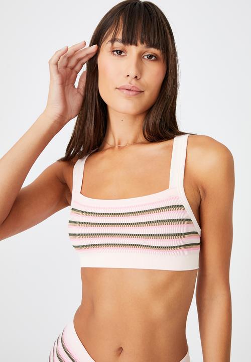 Cotton On - Seamfree chunky straight neck crop - vintage stripe