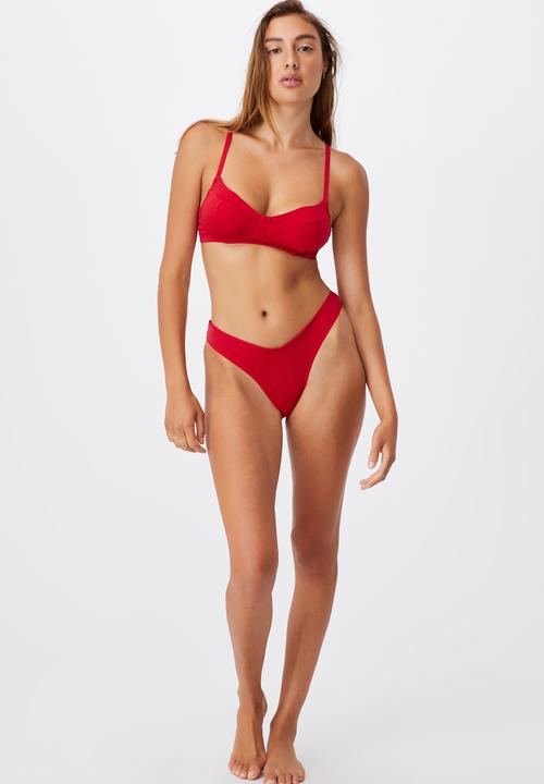 Cotton On - Cotton bralette with cups - true red