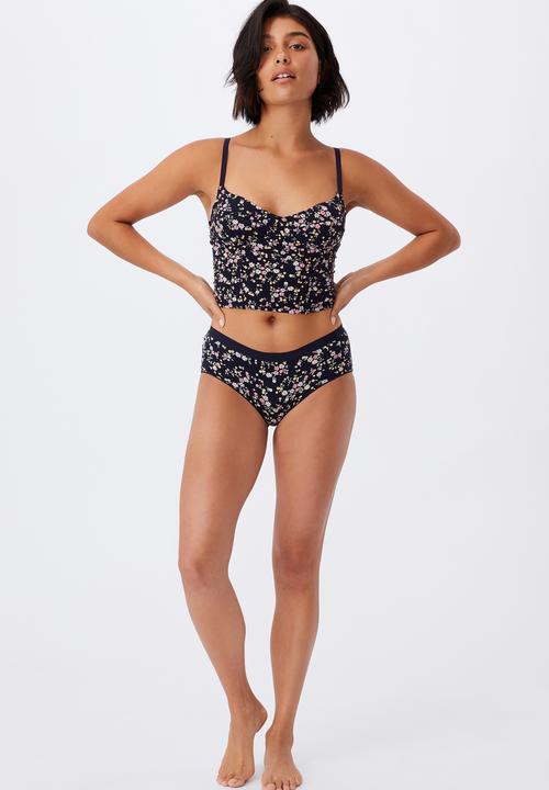 Cotton On - Cotton bustier with cups - trailing daisy navy