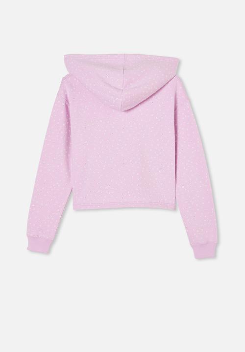 Free by Cotton On - Serena crop hoodie - pale violet flowers