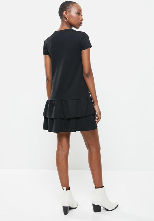 MANGO - Short ruffled dress - black 