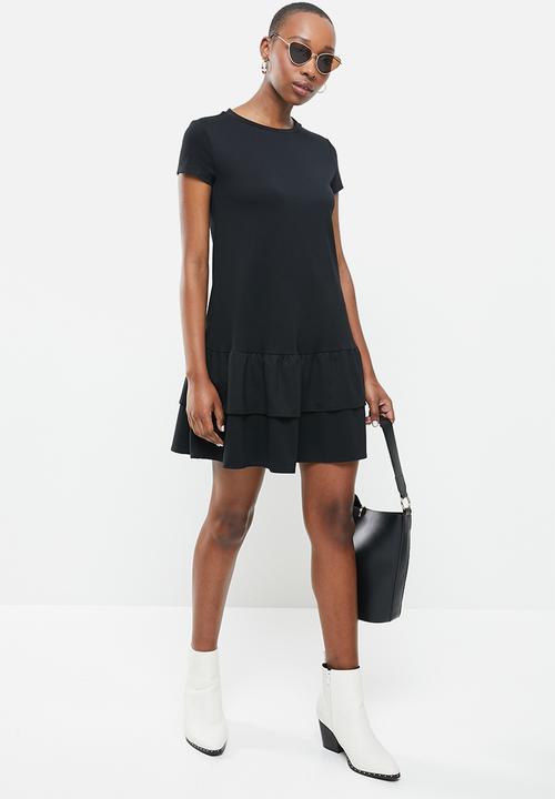 MANGO - Short ruffled dress - black 