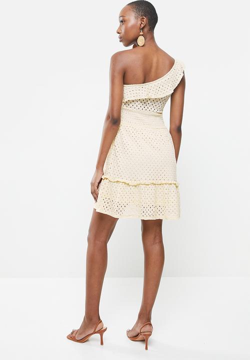 MANGO - Asymmetrical ruffle dress - off white 