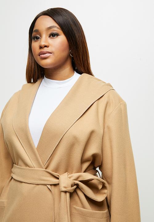 edit Plus - Hooded belted coat - camel