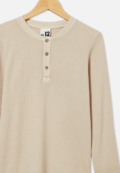 Free by Cotton On - Free long sleeve waffle tee - beige 