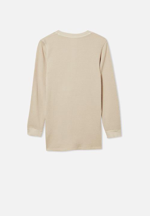 Free by Cotton On - Free long sleeve waffle tee - beige 