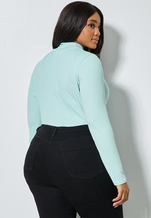 Superbalist - 2 Pack funnel neck rib bodysuits - grey & aqua
