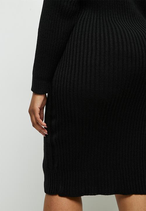 edit Plus - Ribbed tunic dress - black