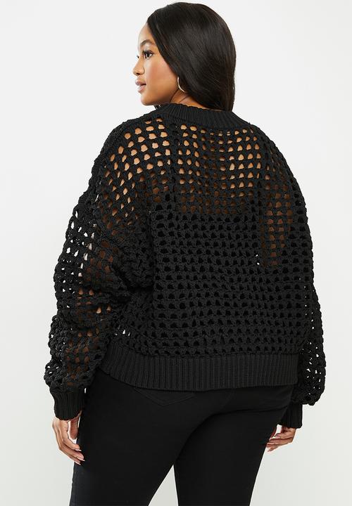 Glamorous - Plus knitted top - black