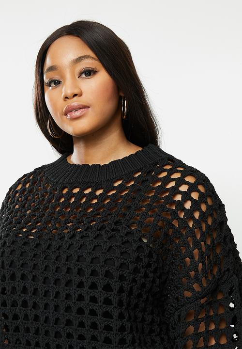 Glamorous - Plus knitted top - black