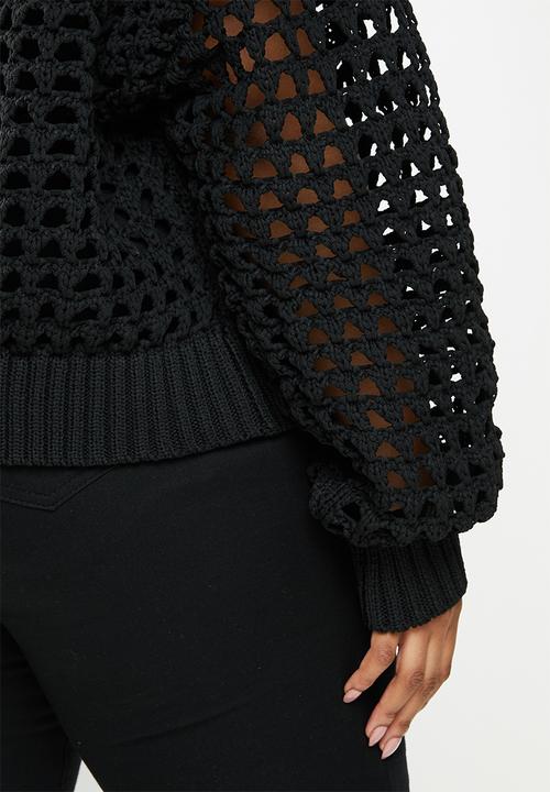Glamorous - Plus knitted top - black