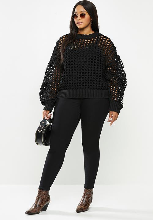 Glamorous - Plus knitted top - black