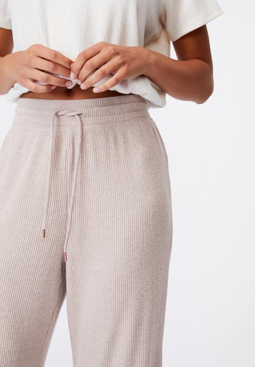 Cotton On - Super soft relaxed pant - mushroom marle rib